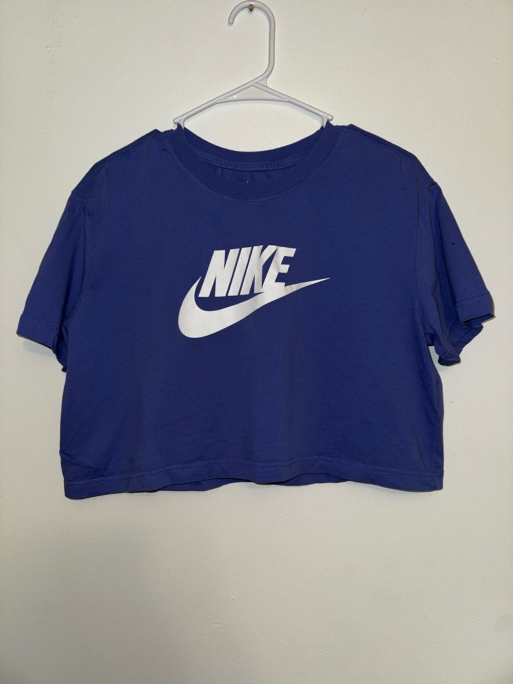 Nike purple Cropped Tee with White Swoosh